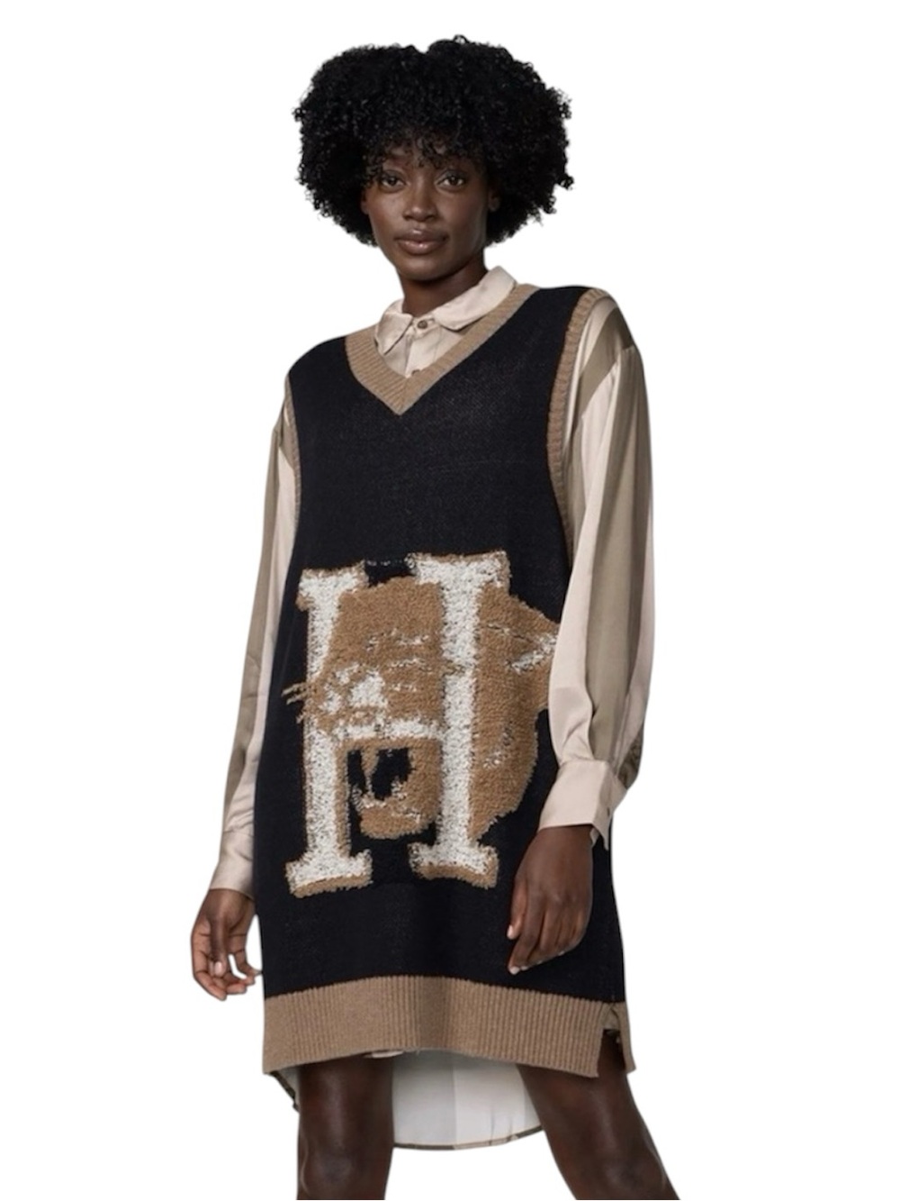 Honor The Gift Mascot Sweater Vest in Black